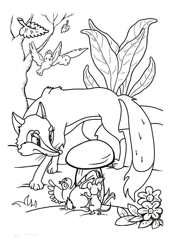 Coloring Fox is looking for a Bunny. Category Fairy tales. Tags:  Fox, hare.