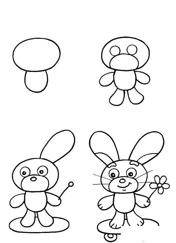 Coloring Draw a Bunny. Category The contours of animals. Tags:  hare, rabbit.