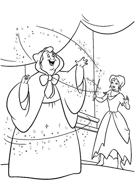 Coloring The fairy godmother turns Cinderella. Category Cinderella. Tags:  Disney, Cinderella.