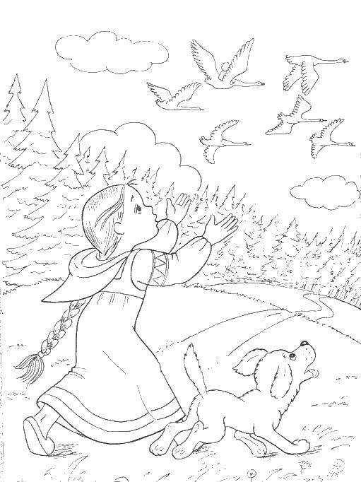 Раскраска-книжка Сказка за сказкой А4, 8 листов Hatber Гуси-лебеди 8Р4_00507