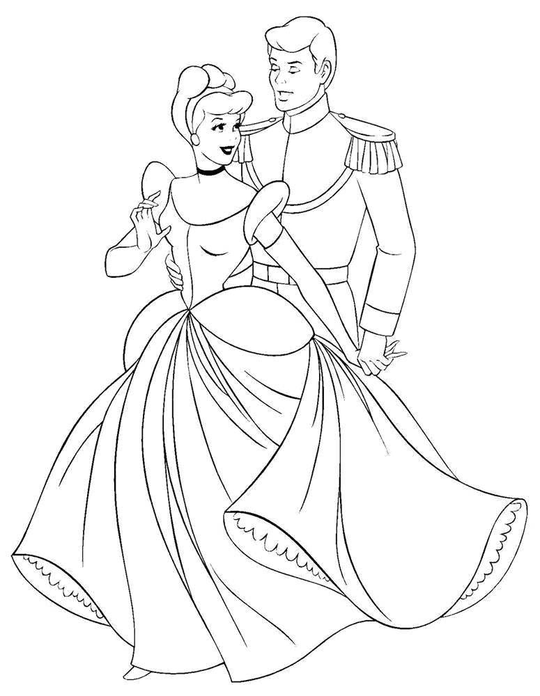 Coloring Cinderella and the Prince. Category Cinderella. Tags:  Disney, Cinderella.