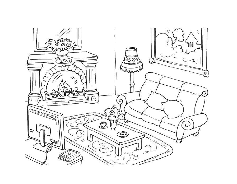 Coloring Living room. Category sports. Tags:  hall, living room.
