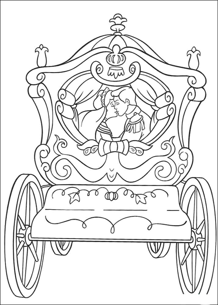 Coloring Cinderella and the Prince in the carriage. Category Cinderella. Tags:  Disney, Cinderella.