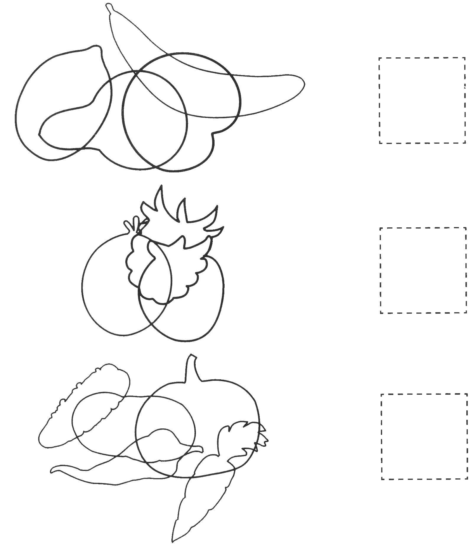 Coloring The contours of the vegetables. Category autumn. Tags:  vegetables, fruits.