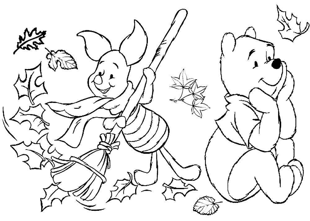 Coloring Winnie the Pooh and Piglet. Category Disney cartoons. Tags:  Winnie the Pooh, Piglet.
