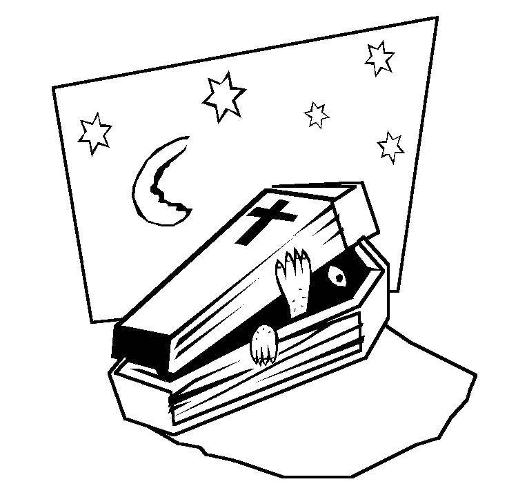 Coloring Dracula sleeps in a coffin. Category Halloween. Tags:  Dracula, coffin.
