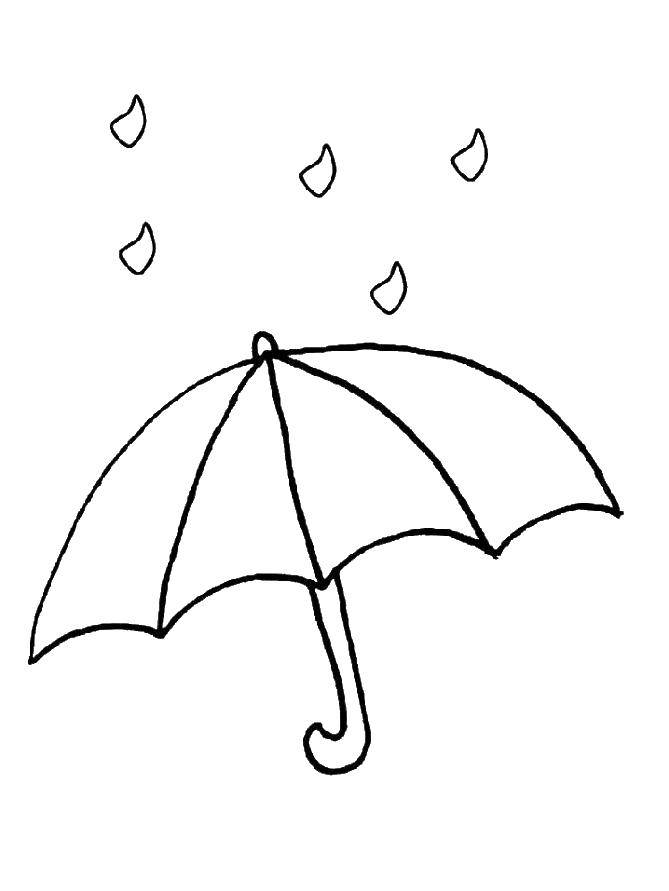 Название: Раскраска Зонт и дождик. Категория: осень. Теги: Осень, дождь, зонт.