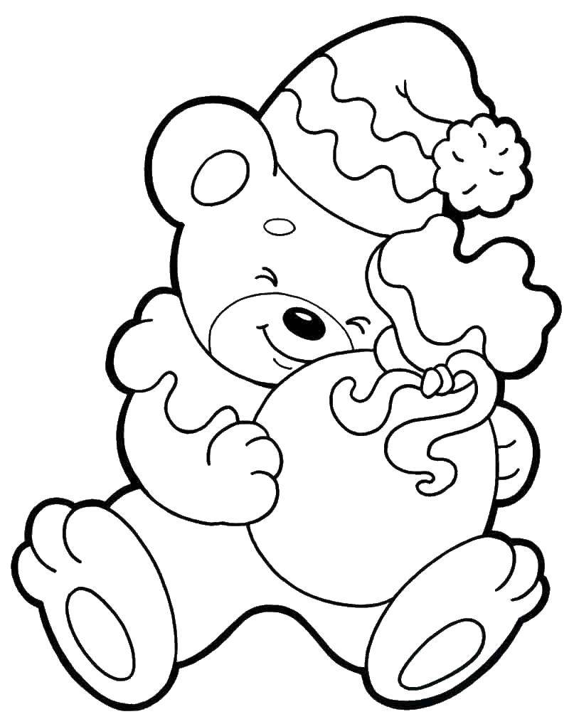 Coloring Bear with Christmas toys. Category new year. Tags:  New Year, Christmas toy.