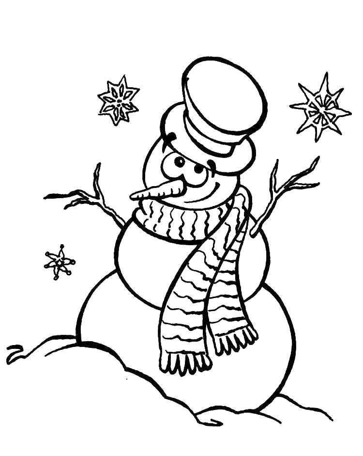 Название: Раскраска Снеговичок. Категория: новый год. Теги: Снеговик, снег, зима, подарки, Новый Год.