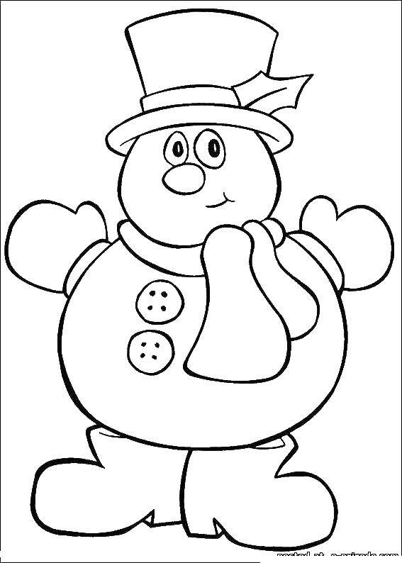 Coloring Snowman in a hat. Category new year. Tags:  snowman, winter.