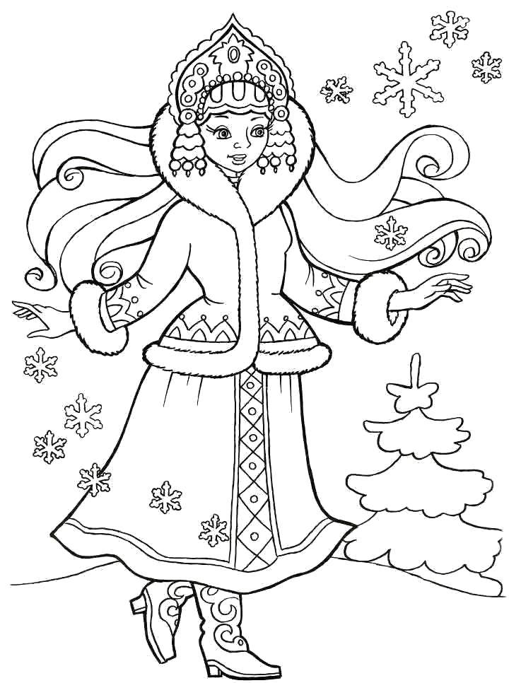 Coloring Maiden. Category new year. Tags:  Snow maiden, winter, New Year.