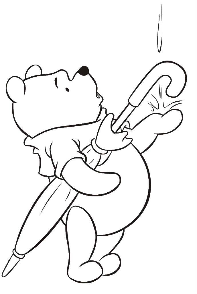 Coloring Winnie the Pooh with umbrella. Category Disney cartoons. Tags:  Winnie the Pooh, Piglet.