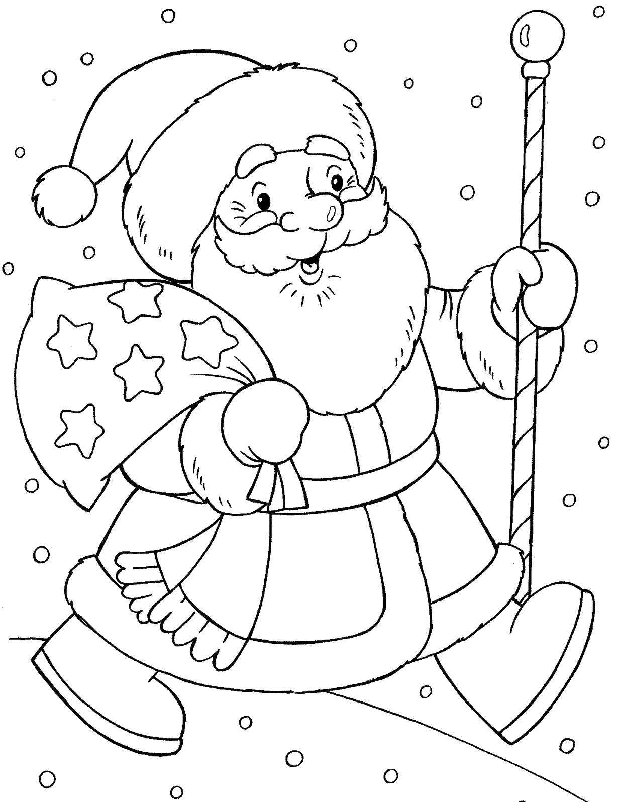 Название: Раскраска Дед мороз пришёл дарить подарки. Категория: дед мороз. Теги: Новый Год, Дед Мороз, подарки.