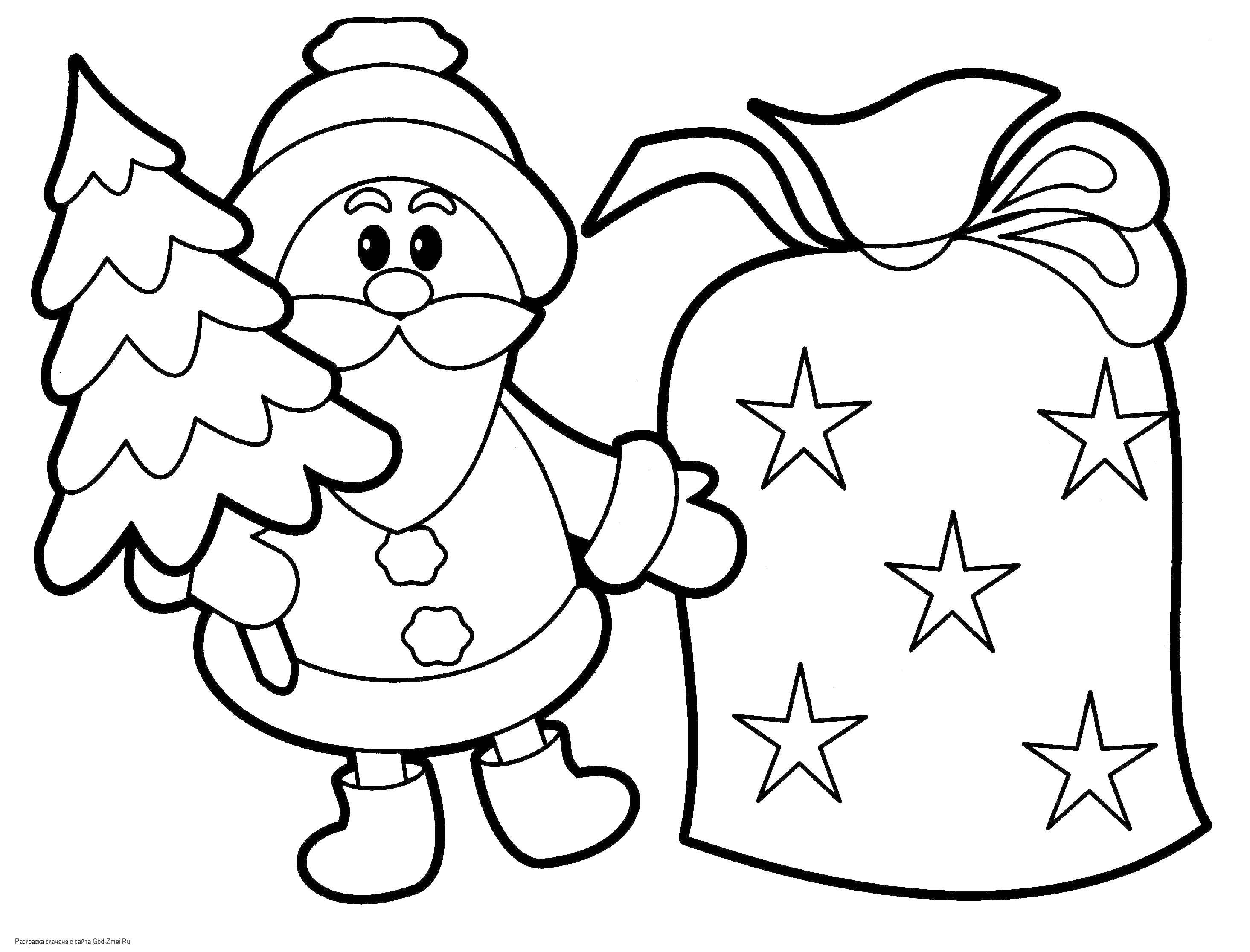 Название: Раскраска Дед мороз с подарками. Категория: новый год. Теги: Новый Год, Дед Мороз, Санта Клаус, подарки.
