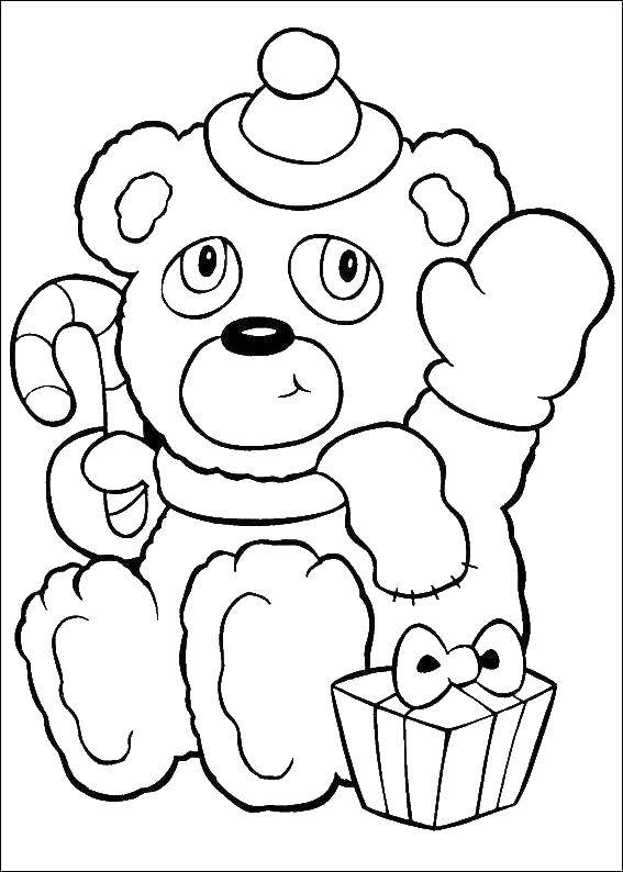 Coloring Toy bear. Category new year. Tags:  New Year, gifts.