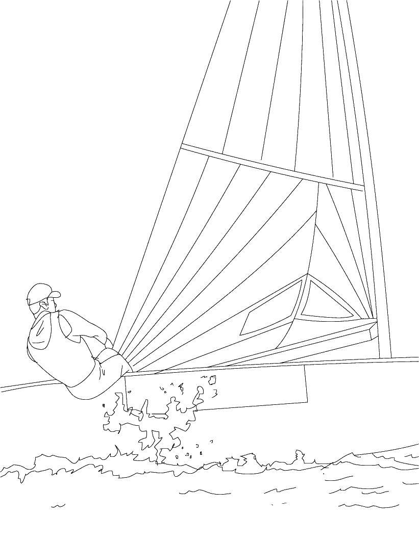 Название: Раскраска Лодка с парусом. Категория: спорт. Теги: лодка.