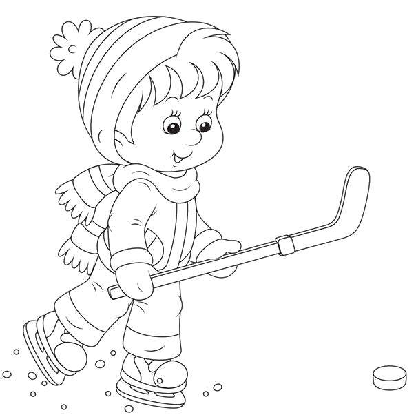 Coloring Little hockey player. Category sports. Tags:  Sports, hockey.