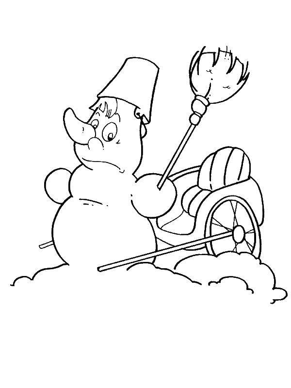 Coloring Snegovichok. Category new year. Tags:  Snowman, winter, New Year.