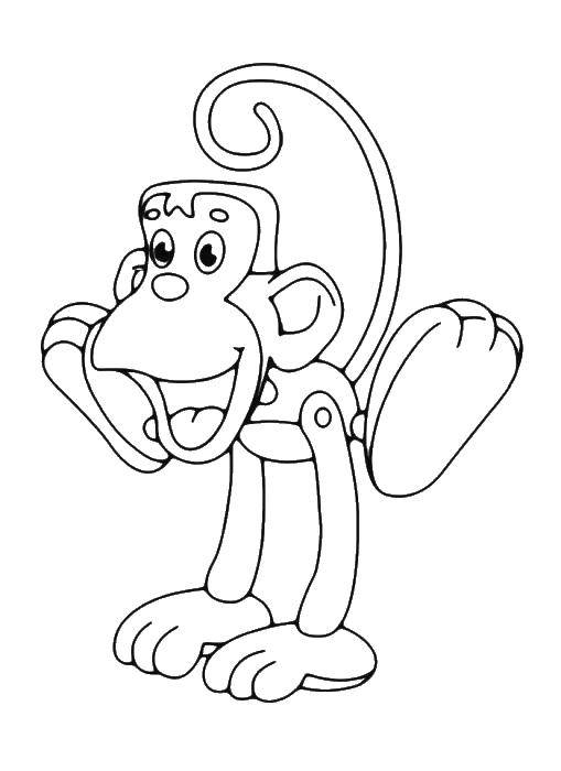Название: Раскраска Весёлая обезьянка. Категория: Животные. Теги: Животные, обезьянка.