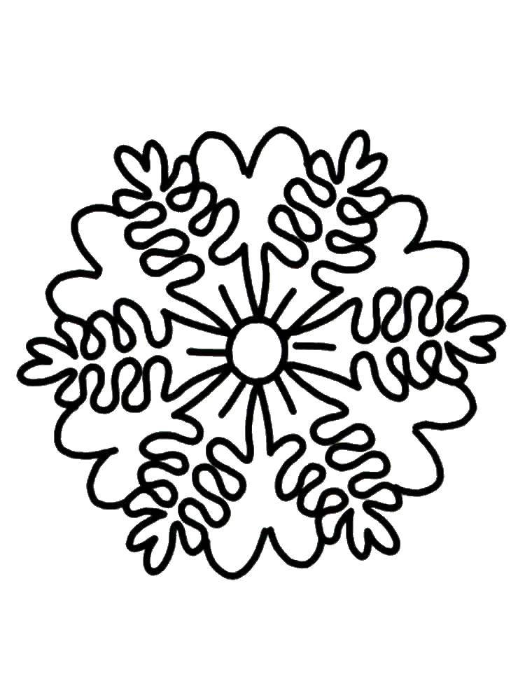 Название: Раскраска Красивая снежинка. Категория: снежинки. Теги: Снежинки, снег, зима.