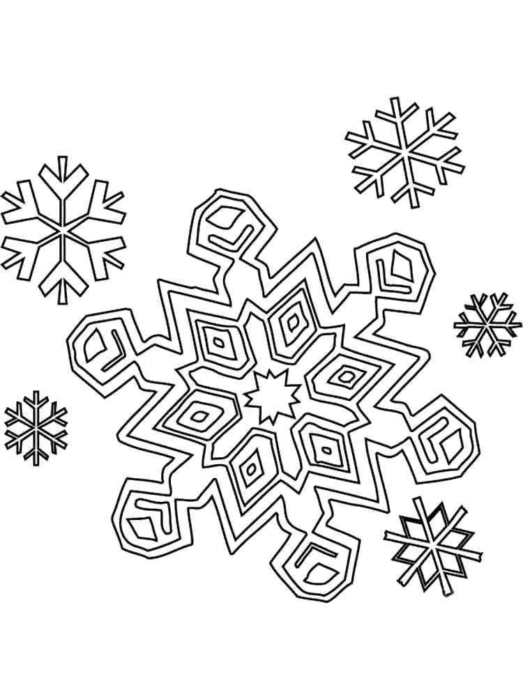 Название: Раскраска Морозные узоры на снежинках. Категория: снежинки. Теги: Снежинки, снег, зима.
