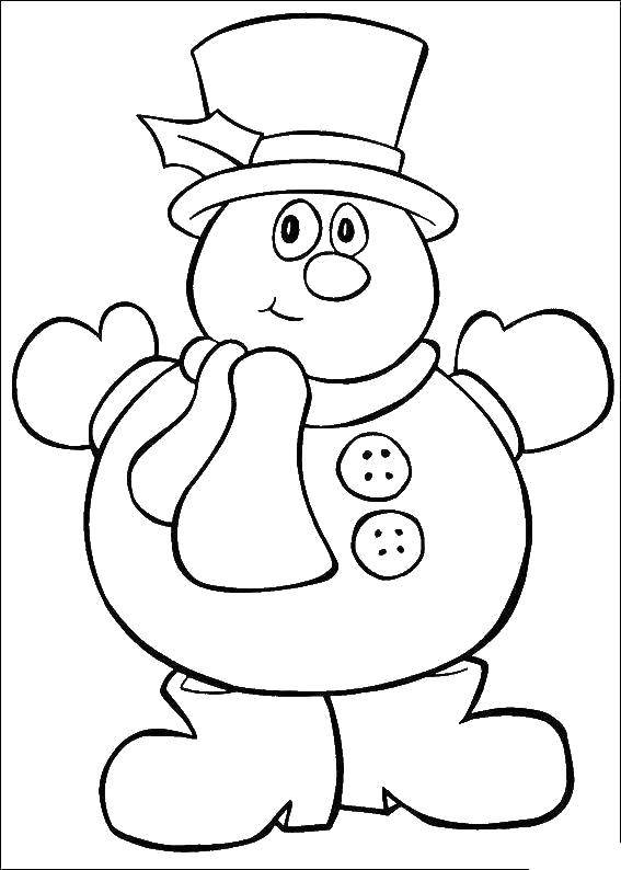Coloring Snegovichok. Category snowman. Tags:  Snowman, snow, winter.