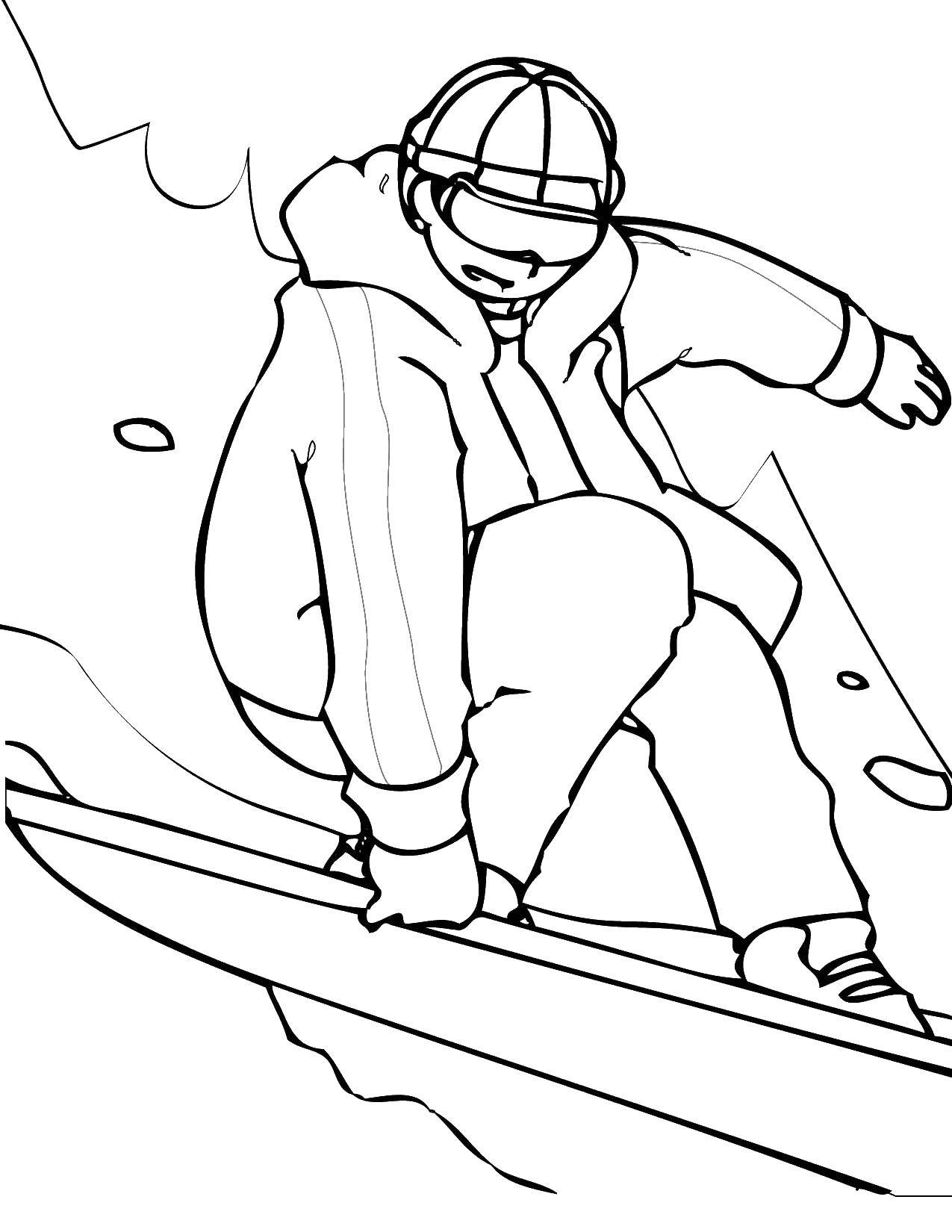 Coloring Snowboarder. Category sports. Tags:  snowboard.