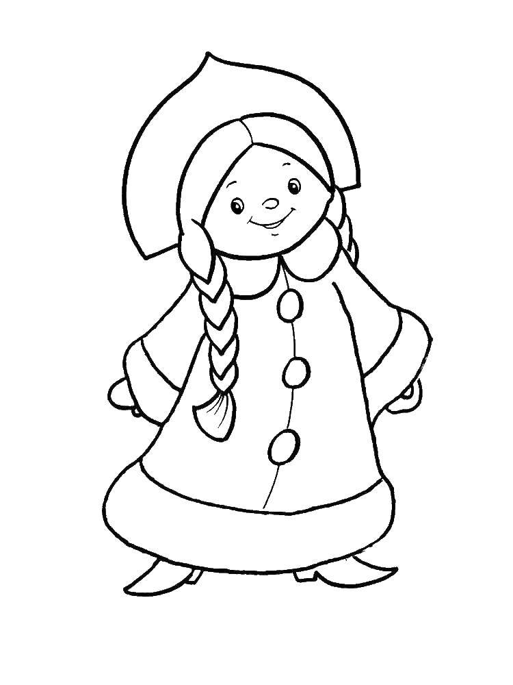 Coloring Merry maiden. Category maiden. Tags:  Maiden, snow, winter, joy.