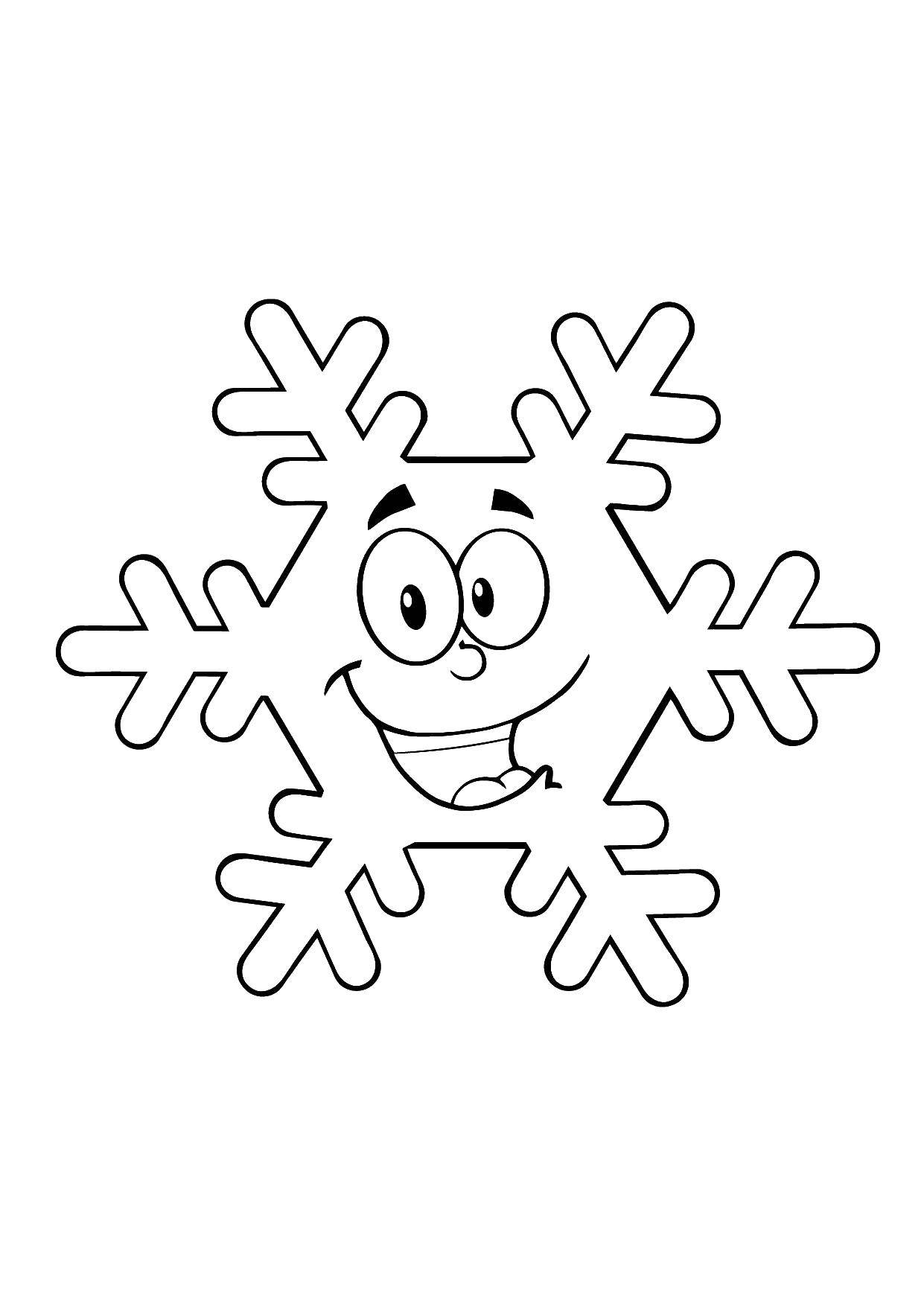 Название: Раскраска Весёлая снежинка. Категория: снежинки. Теги: Снежинки, снег, зима.