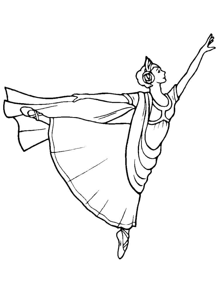 Coloring Ballerina in dance. Category ballerina. Tags:  Ballerina, ballet, dance.