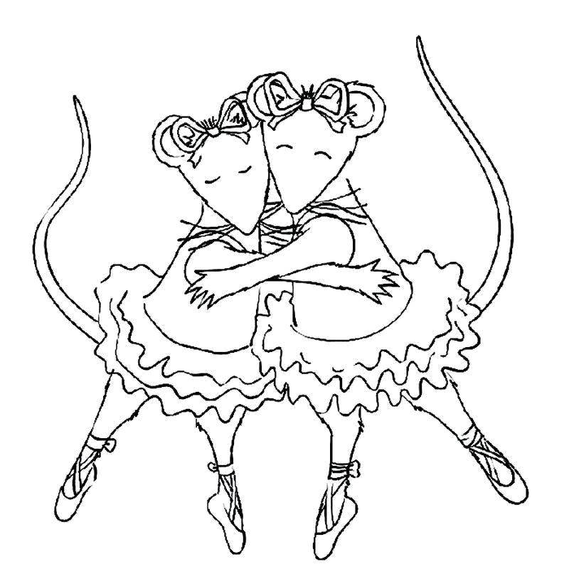 Coloring Mice dancing ballet. Category ballerina. Tags:  Ballerina, ballet, dance.