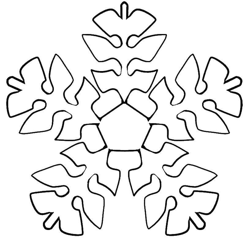 Название: Раскраска Причудливая снежинка. Категория: снежинки. Теги: Снежинки, снег, зима.