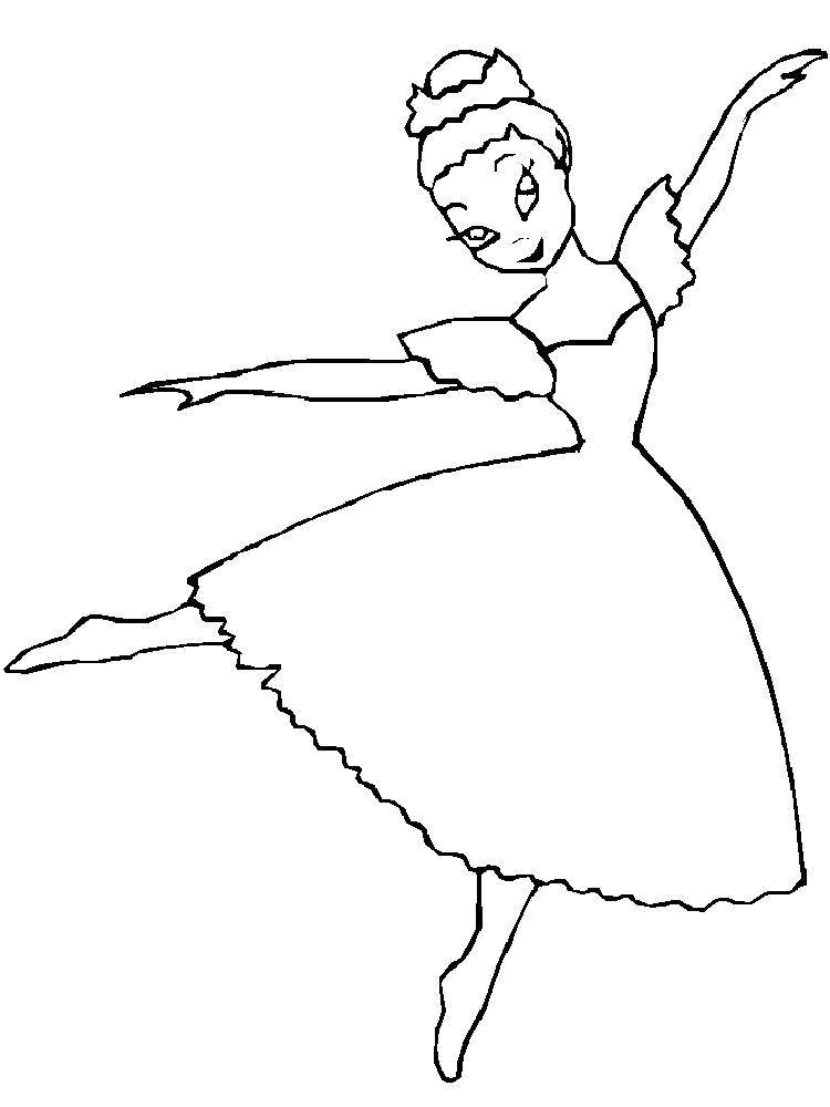 Название: Раскраска Балерина в красивом платье. Категория: балерина. Теги: Балерина, балет, танцы.