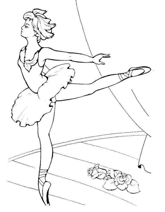 Название: Раскраска Балерина выступает на сцене. Категория: балерина. Теги: Балерина, балет, танцы.