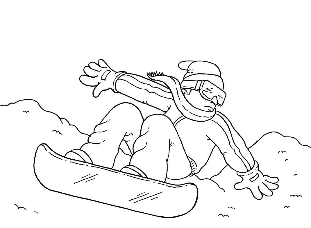 Розмальовки  Сноубордист. Завантажити розмальовку сноуборд.  Роздрукувати ,спорт,