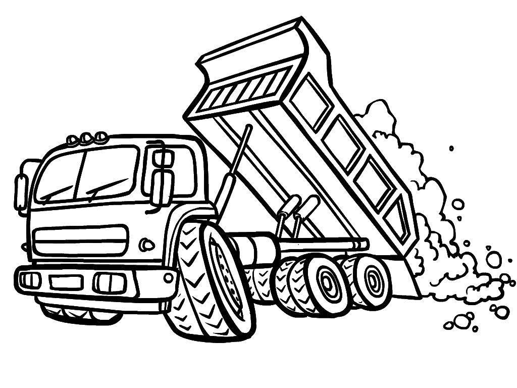 Coloring Truck unloads sand. Category transportation. Tags:  Transportation, truck.