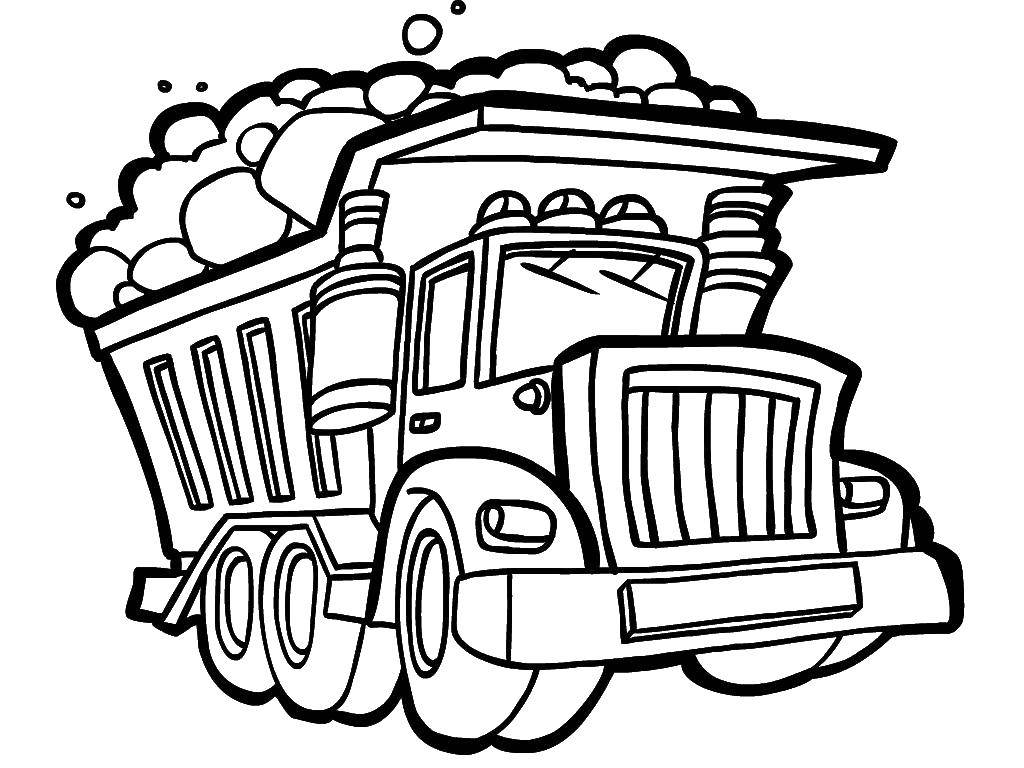 Название: Раскраска Грузовик с камнями. Категория: транспорт. Теги: Транспорт, грузовик.
