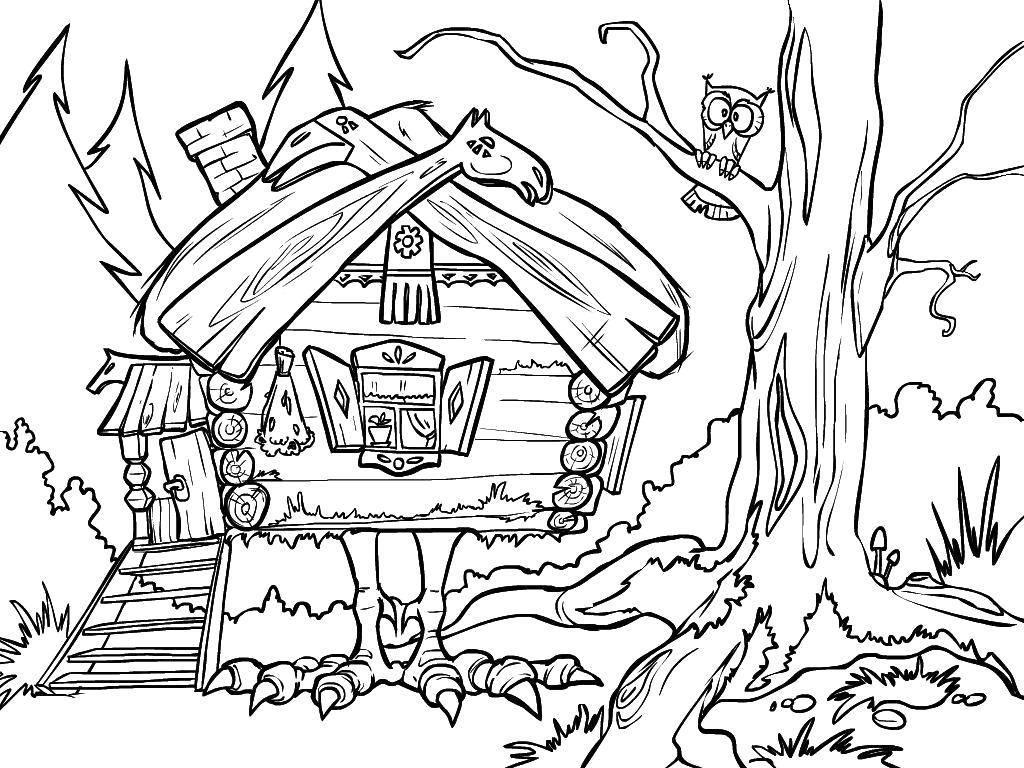 Coloring Hut on chicken legs. Category Fairy tales. Tags:  Fairy tales.