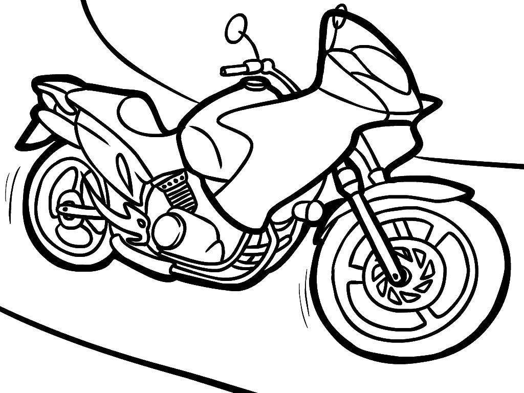 Название: Раскраска Мотоцикл. Категория: транспорт. Теги: Транспорт, мотоцикл.