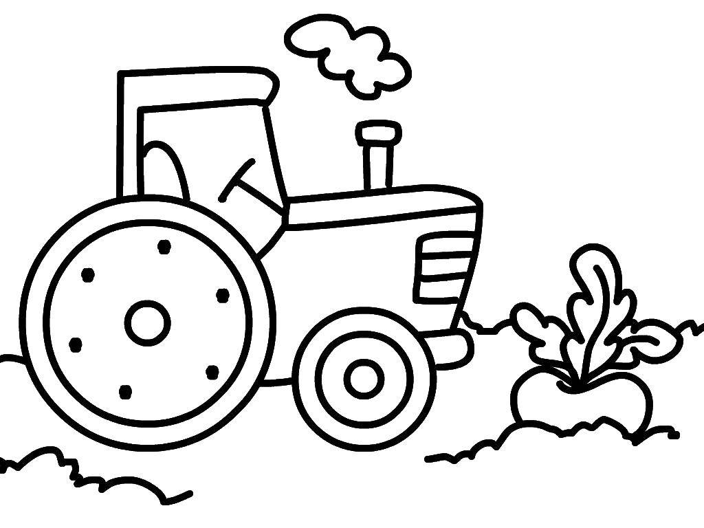 Название: Раскраска Трактор. Категория: Раскраски для малышей. Теги: Транспорт, трактор.