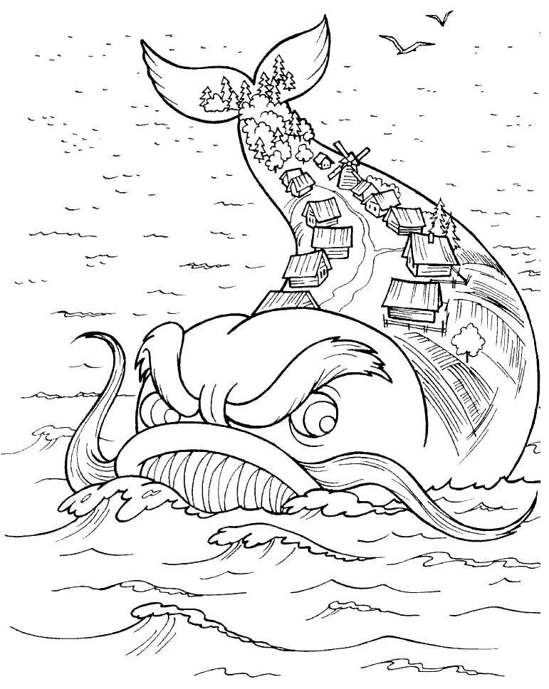 Название: Раскраска Чудо юдо рыба кит. Категория: Сказки. Теги: Сказки, Конёк Горбунок.