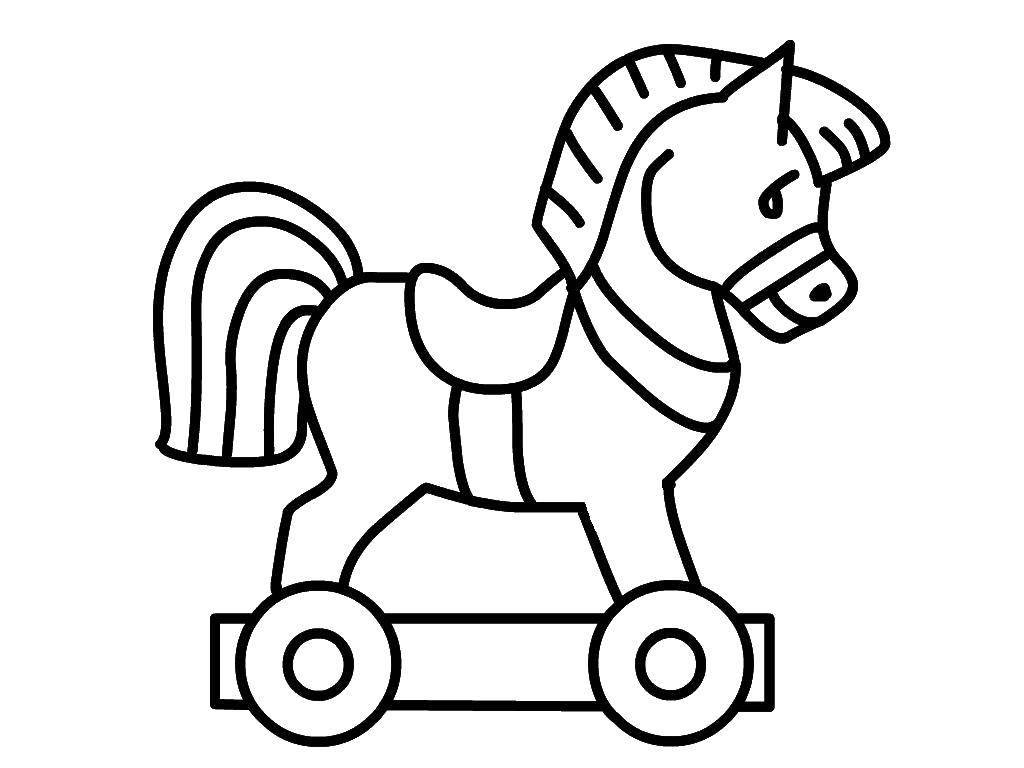 Название: Раскраска Деревянная лошадка. Категория: игрушка. Теги: Игрушка, лошадка.