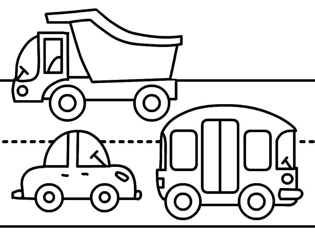 Coloring Traffic. Category transportation. Tags:  Transportation, truck, bus, car.