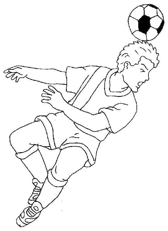 Coloring The footballer hit the ball with head. Category sports. Tags:  ball, football.