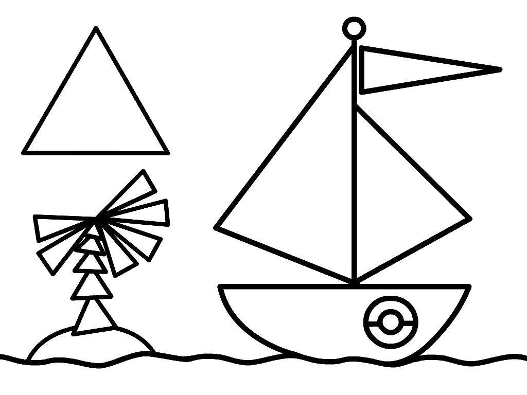 Название: Раскраска Кораблик. Категория: корабль. Теги: Корабль, вода.