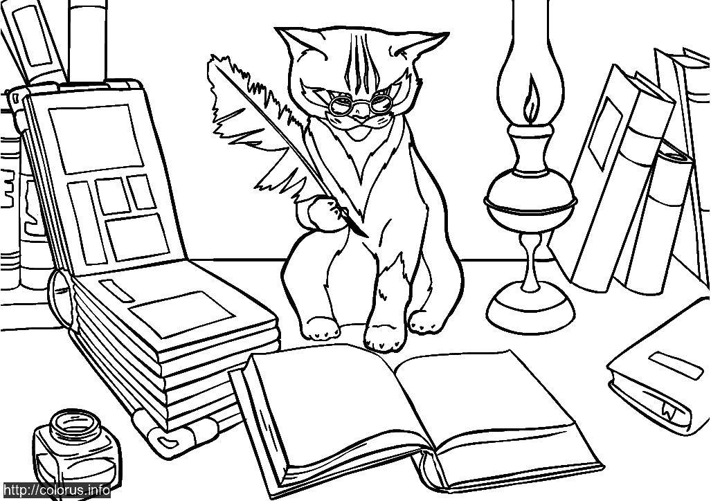 Coloring Cat scientist. Category Animals. Tags:  Animals, kitten.