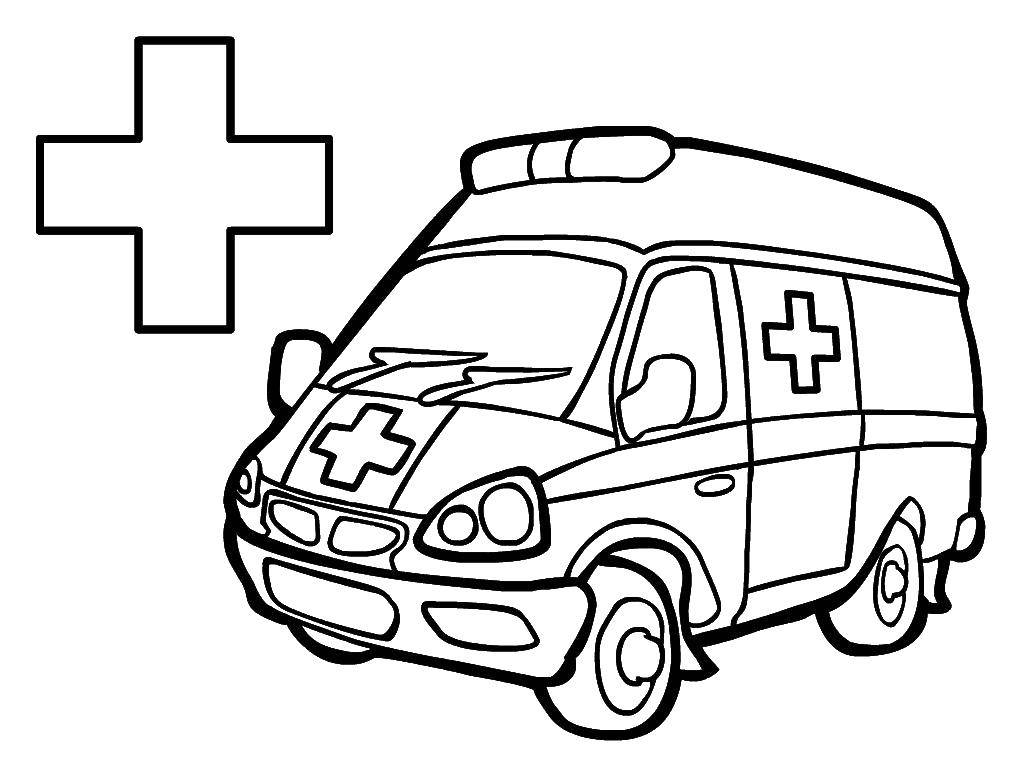 Coloring Ambulance. Category shapes. Tags:  Figure, geometric.