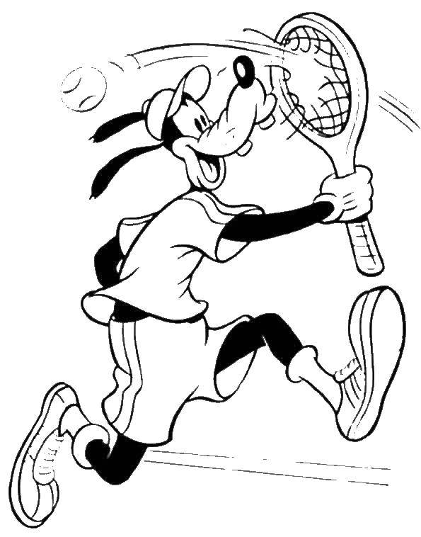 Coloring Goofy tennis player. Category cartoons. Tags:  Goofy, tennis.