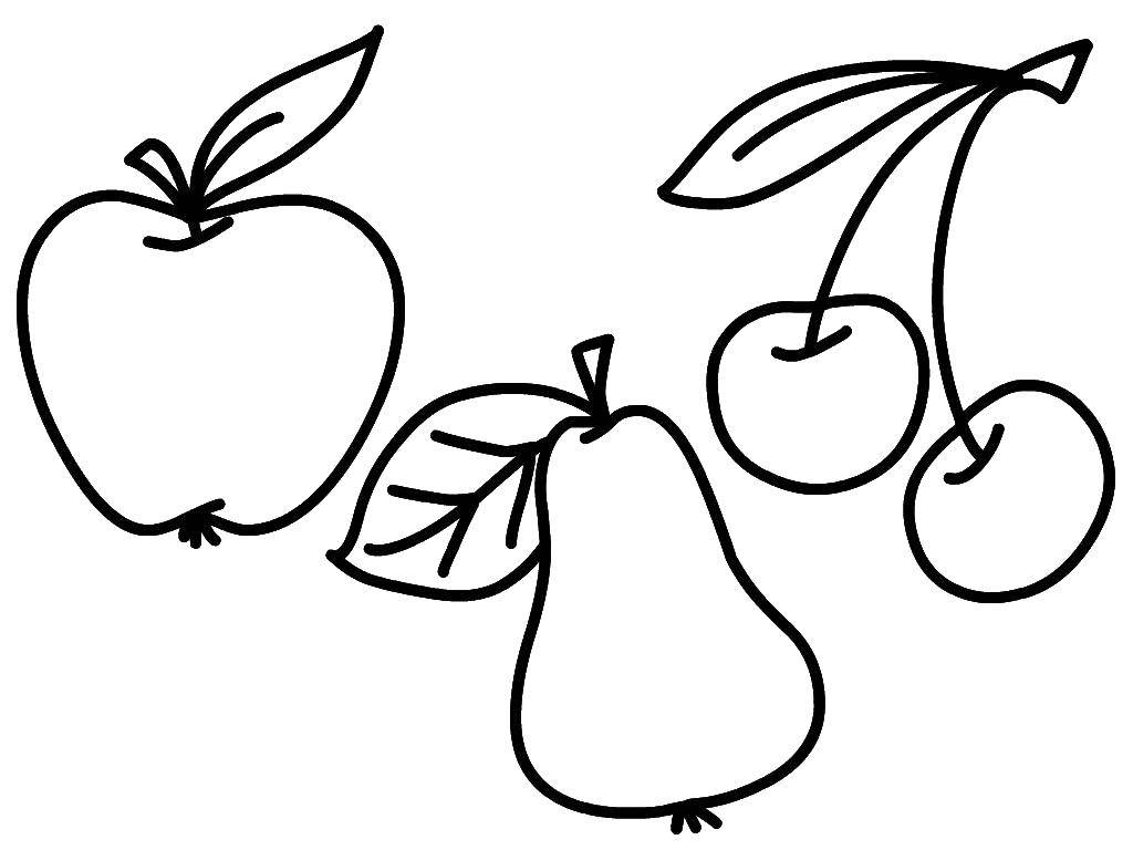 Название: Раскраска Ягоды и фрукты. Категория: Еда. Теги: еда , ягоды, фрукты.