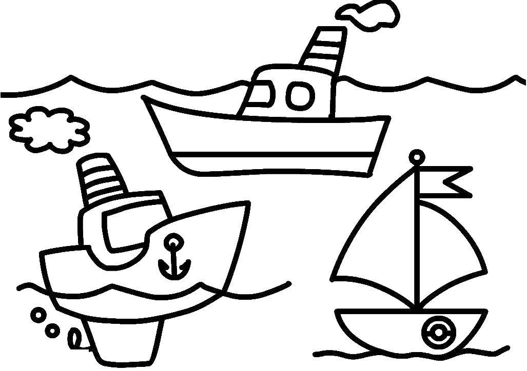 Название: Раскраска Кораблики. Категория: корабли. Теги: Корабль, вода.